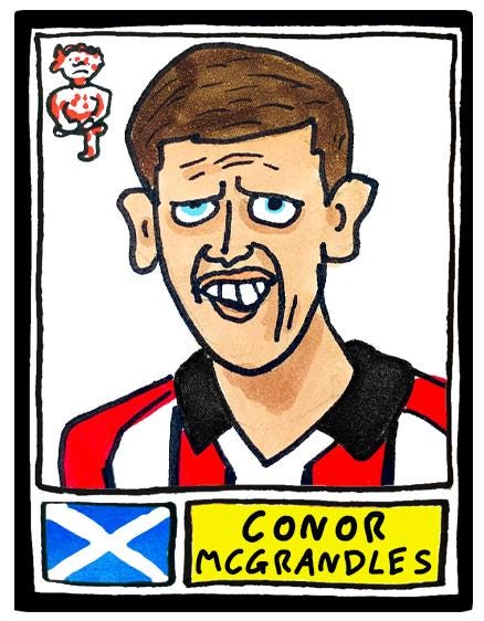 Lincoln City Vol 2 - No Score Draws Imps Going Up Edition - A3 print of 24 Wonky Panini-Style No Score Draws Doodles Of LCFC's 25/26 Side