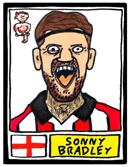 Lincoln City Vol 2 - No Score Draws Imps Going Up Edition - A3 print of 24 Wonky Panini-Style No Score Draws Doodles Of LCFC's 25/26 Side
