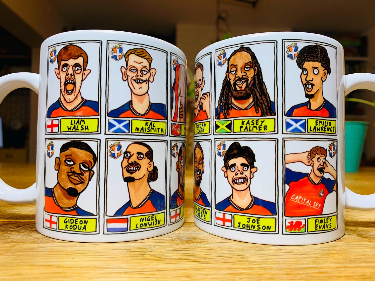 Luton Town Vol 4 'El Hattico' No Score Draws Mug Set - Set of TWO DIFFERENT 11oz Mugs with Wonky Panini-doodles of LTFC's 25/26 Wembley Side