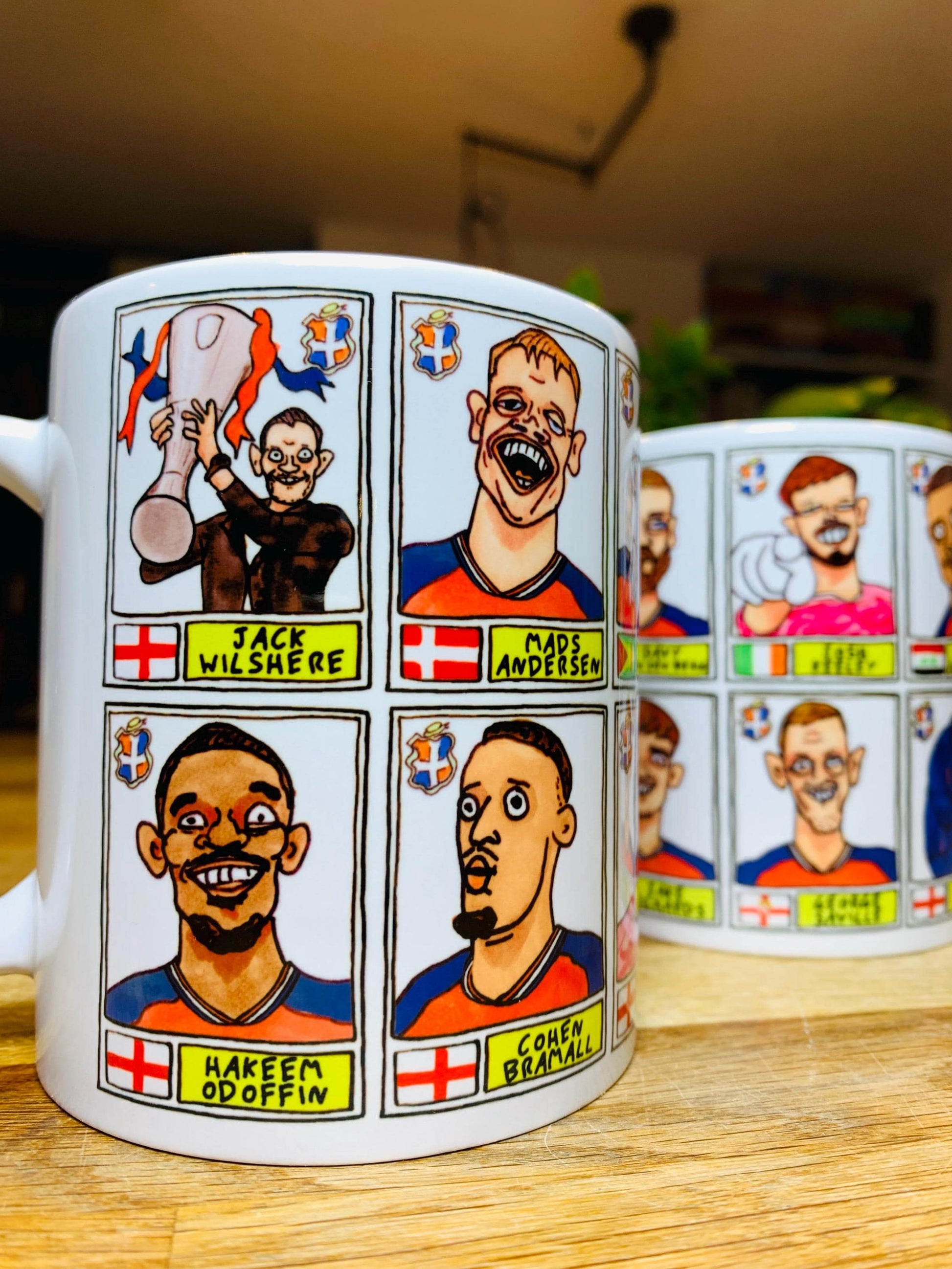Luton Town Vol 4 'El Hattico' No Score Draws Mug Set - Set of TWO DIFFERENT 11oz Mugs with Wonky Panini-doodles of LTFC's 25/26 Wembley Side