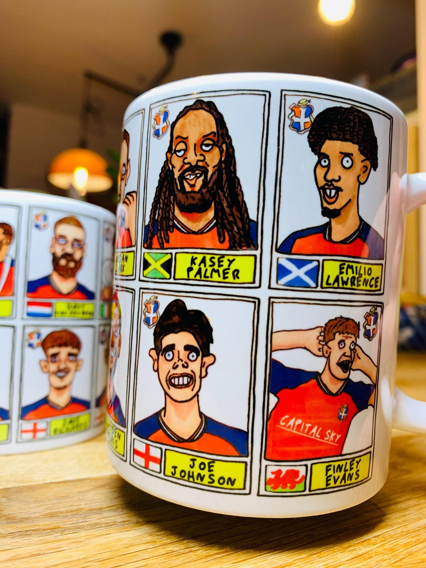 Luton Town Vol 4 'El Hattico' No Score Draws Mug Set - Set of TWO DIFFERENT 11oz Mugs with Wonky Panini-doodles of LTFC's 25/26 Wembley Side