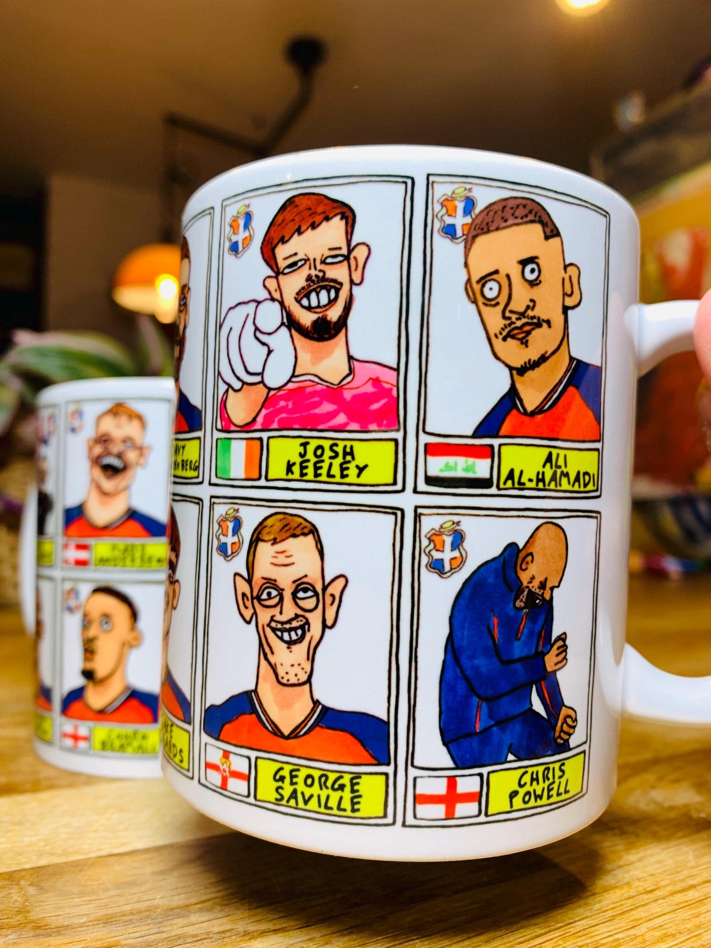 Luton Town Vol 4 'El Hattico' No Score Draws Mug Set - Set of TWO DIFFERENT 11oz Mugs with Wonky Panini-doodles of LTFC's 25/26 Wembley Side