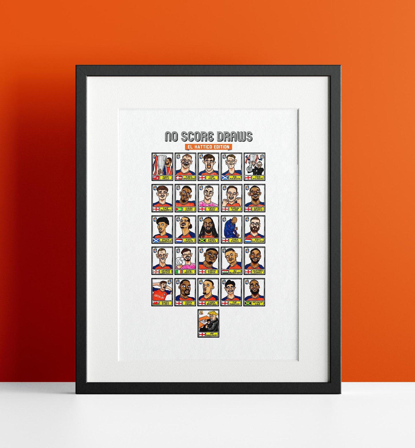 Luton Town Vol 4 - No Score Draws 'El Hattico' Edition - A3 print of 26 Wonky Panini-style Doodles of LTFC's 25/26 Wembley Winners