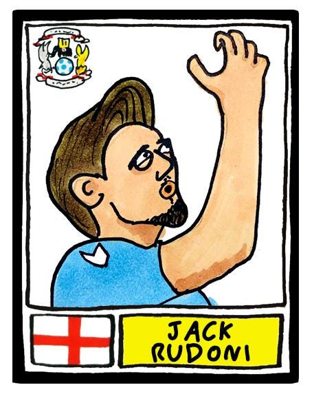 Coventry City Vol 2 - No Score Draws Sky Blues Going Up Edition - A3 print of 24 Wonky Panini-Style Doodles Of CCFC's Promotion-Winning Side