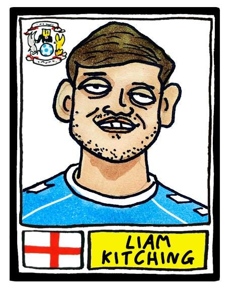 Coventry City Vol 2 - No Score Draws Sky Blues Going Up Edition - A3 print of 24 Wonky Panini-Style Doodles Of CCFC's Promotion-Winning Side