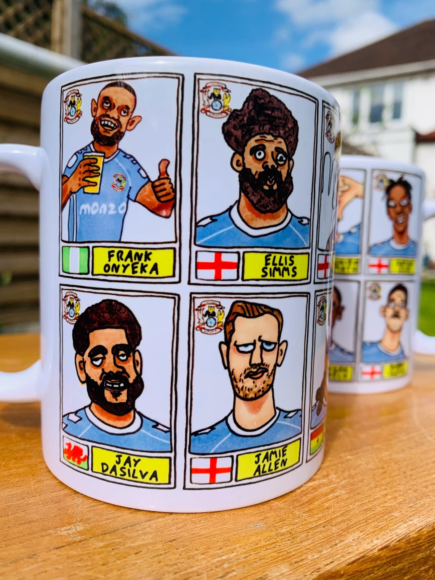 Coventry City Vol 2 - Sky Blues Going Up No Score Draws Mug Set - Set of TWO DIFFERENT 11oz Ceramic Mugs with Wonky CCFC Doodles