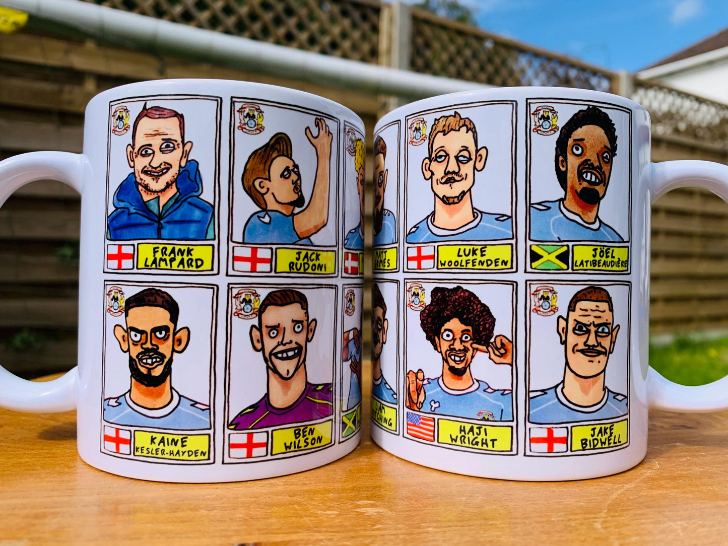 Coventry City Vol 2 - Sky Blues Going Up No Score Draws Mug Set - Set of TWO DIFFERENT 11oz Ceramic Mugs with Wonky CCFC Doodles