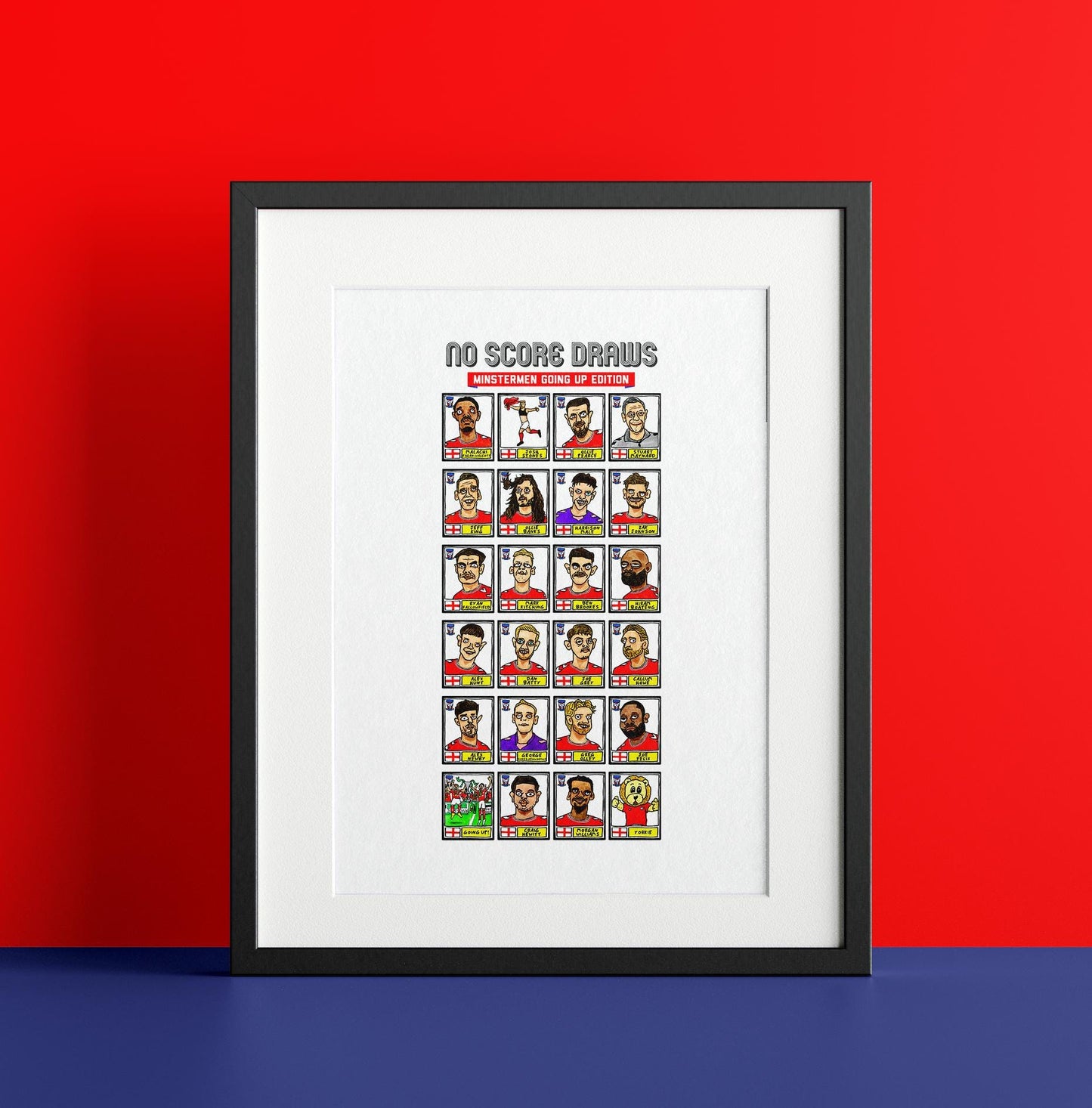 York City Vol 2 - No Score Draws Minstermen Going Up Edition - A3 print of 24 hand-drawn wonky doodles of YCFC's 25/26 Promotion Winners