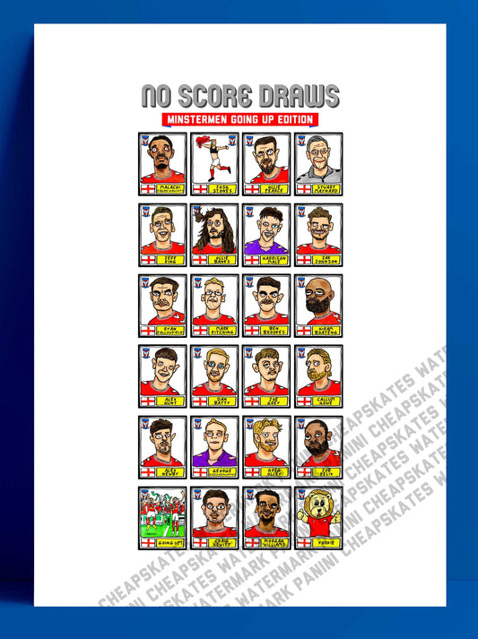 York City Vol 2 - No Score Draws Minstermen Going Up Edition - A3 print of 24 hand-drawn wonky doodles of YCFC's 25/26 Promotion Winners