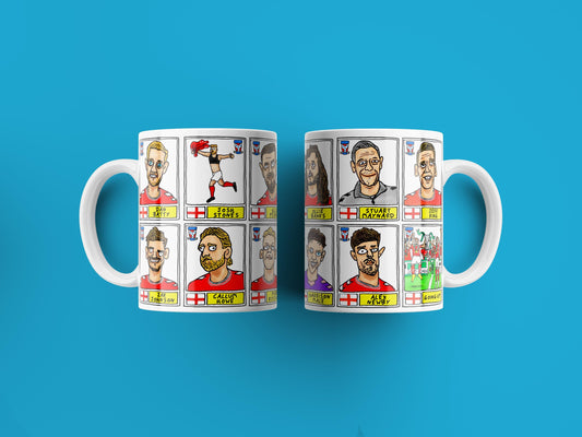 York City Vol 2 - No Score Draws Minstermen Going Up Mug Set - Set of TWO DIFFERENT 11oz Mugs with Wonky Panini-Doodles of YCFC's 25/26 Side