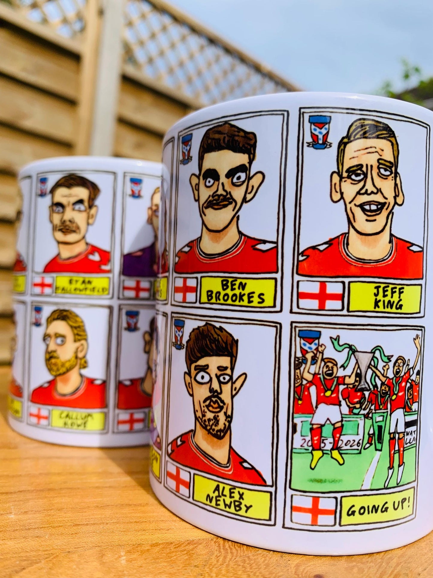 York City Vol 2 - No Score Draws Minstermen Going Up Mug Set - Set of TWO DIFFERENT 11oz Mugs with Wonky Panini-Doodles of YCFC's 25/26 Side