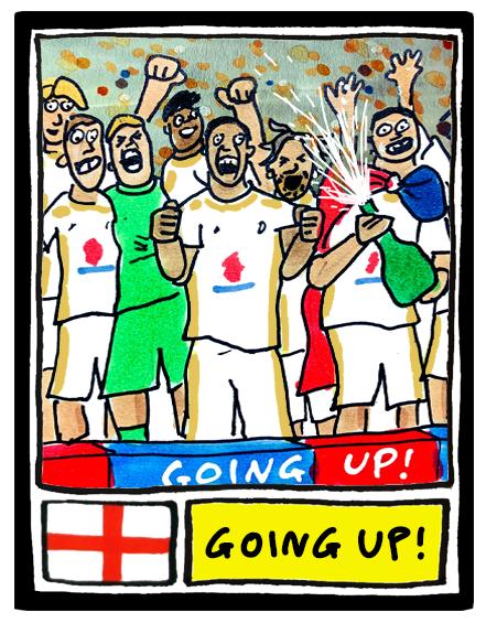 MK Dons - No Score Draws Dons Going Up Edition - A3 print of 26 Hand-Drawn Panini-style Wonky MKDFC 25/26 Promotion-Winners Poster Print