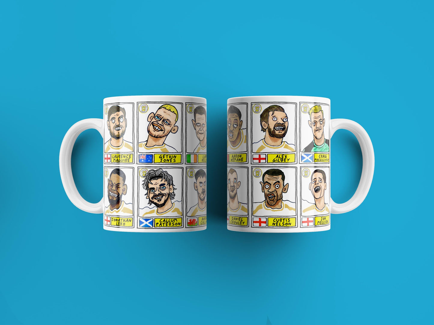 MK Dons - Dons Going Up No Score Draws Mug Set - Set of Two DIFFERENT 11oz Ceramic Mugs with Wonky Doodles Of MKDFC 25/26 Promotion-Winners