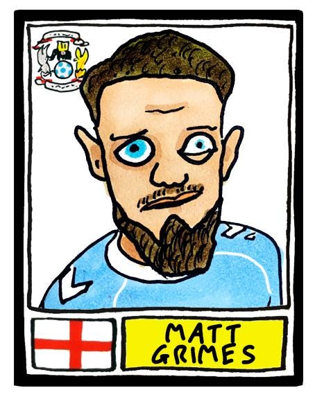 Coventry City Vol 2 - No Score Draws Sky Blues Going Up Edition - A3 print of 24 Wonky Panini-Style Doodles Of CCFC's Promotion-Winning Side