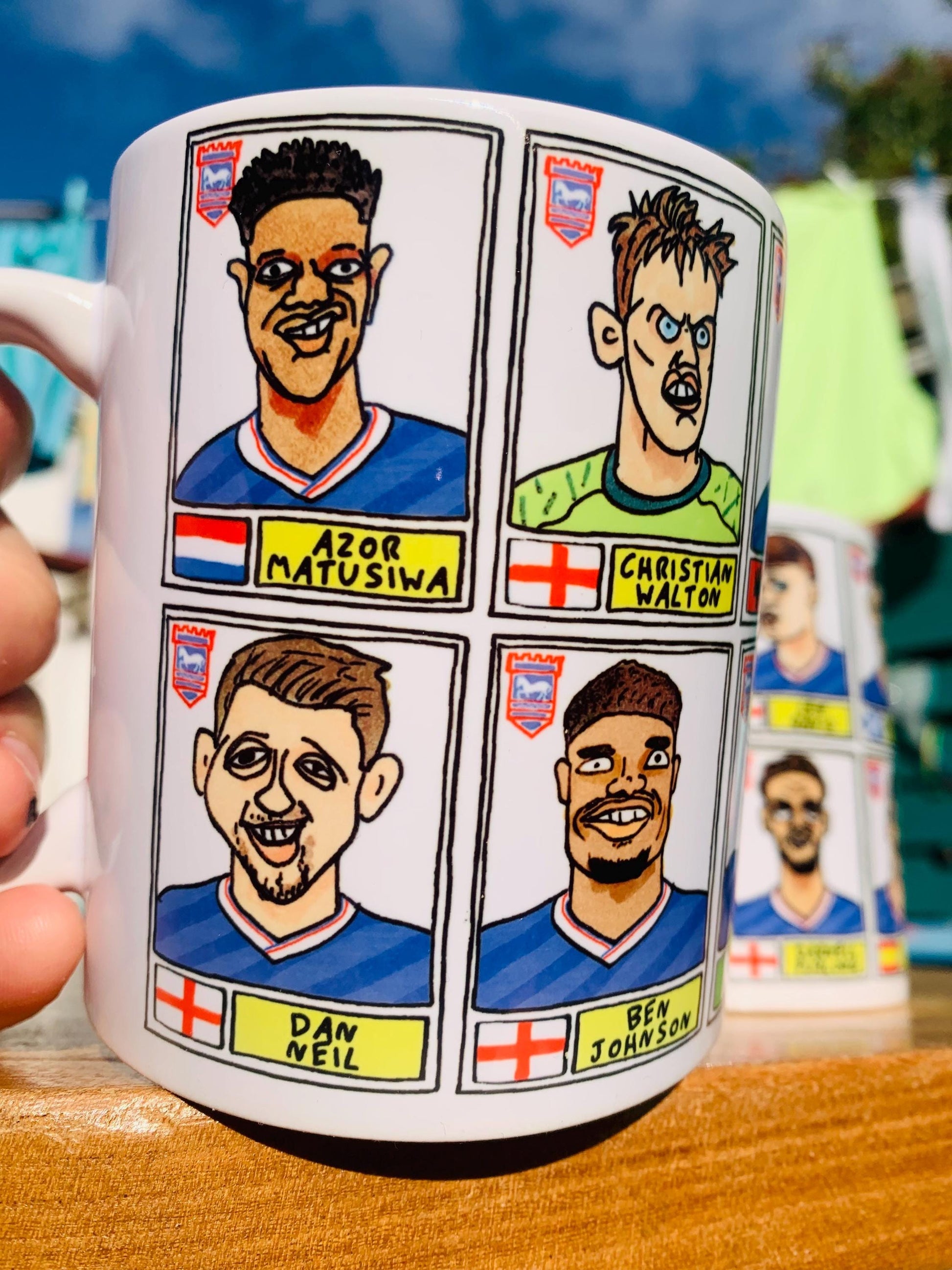 Ipswich Town Vol 4 - Town Going Up No Score Draws Mug Set - Set of TWO DIFFERENT 11oz Ceramic Mugs with Wonky ITFC 25/26 Promotion Doodles