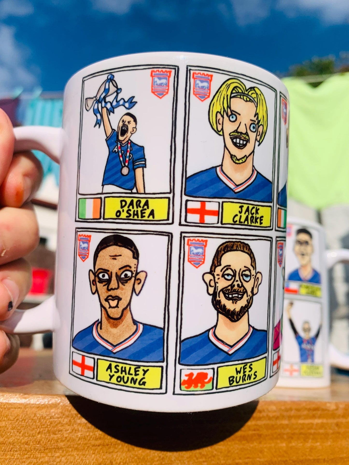 Ipswich Town Vol 4 - Town Going Up No Score Draws Mug Set - Set of TWO DIFFERENT 11oz Ceramic Mugs with Wonky ITFC 25/26 Promotion Doodles