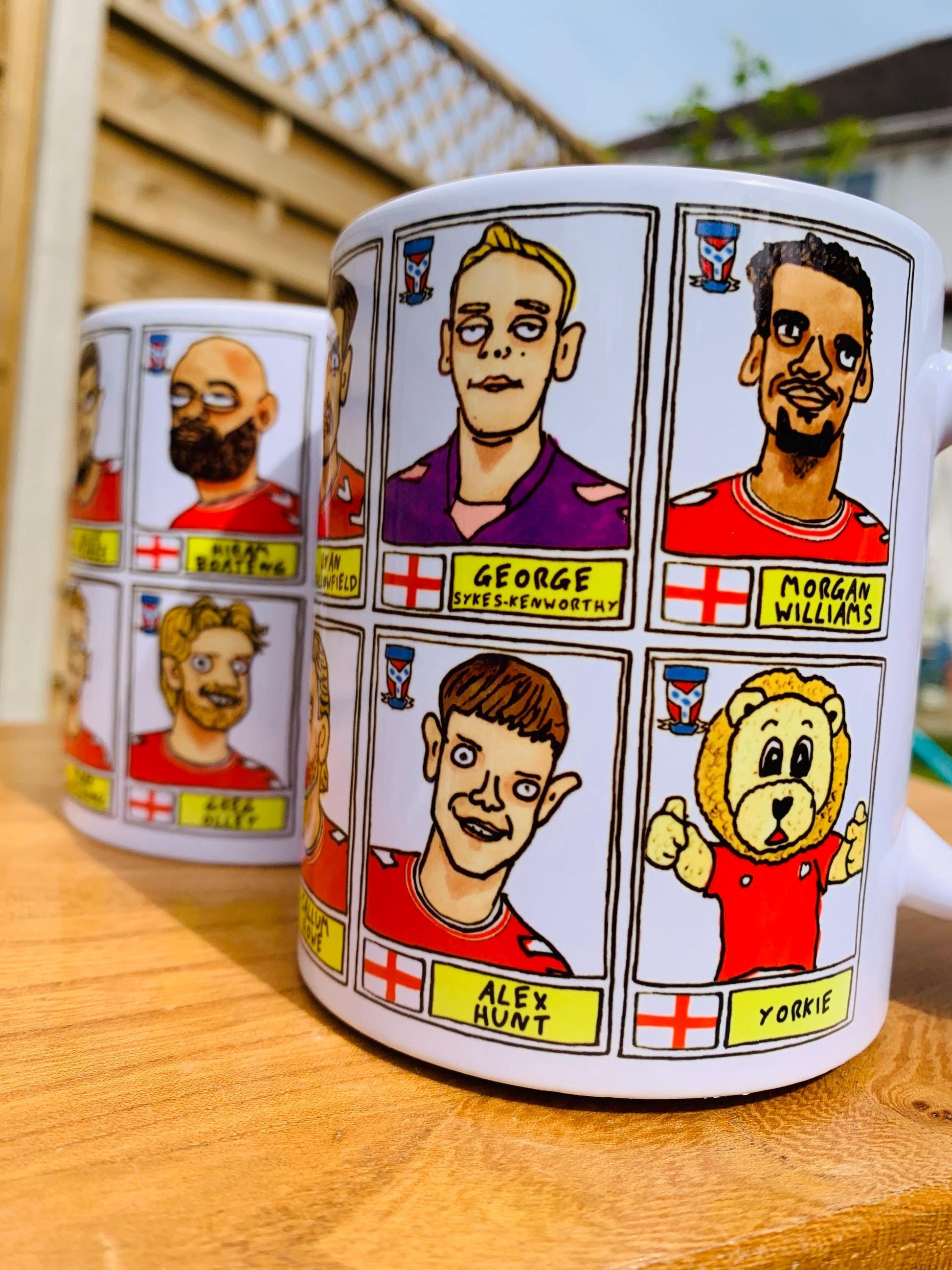 York City Vol 2 - No Score Draws Minstermen Going Up Mug Set - Set of TWO DIFFERENT 11oz Mugs with Wonky Panini-Doodles of YCFC's 25/26 Side