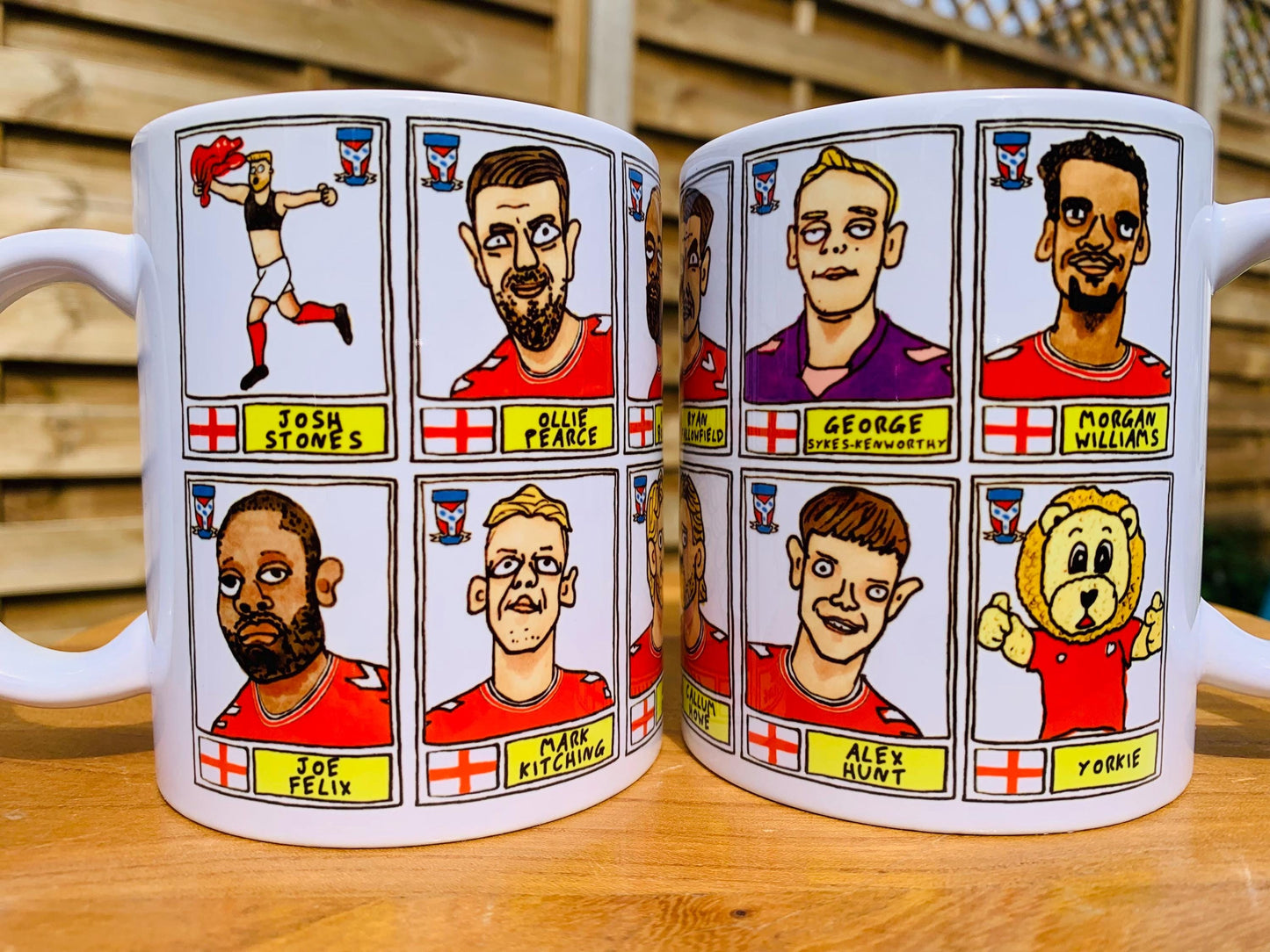 York City Vol 2 - No Score Draws Minstermen Going Up Mug Set - Set of TWO DIFFERENT 11oz Mugs with Wonky Panini-Doodles of YCFC's 25/26 Side