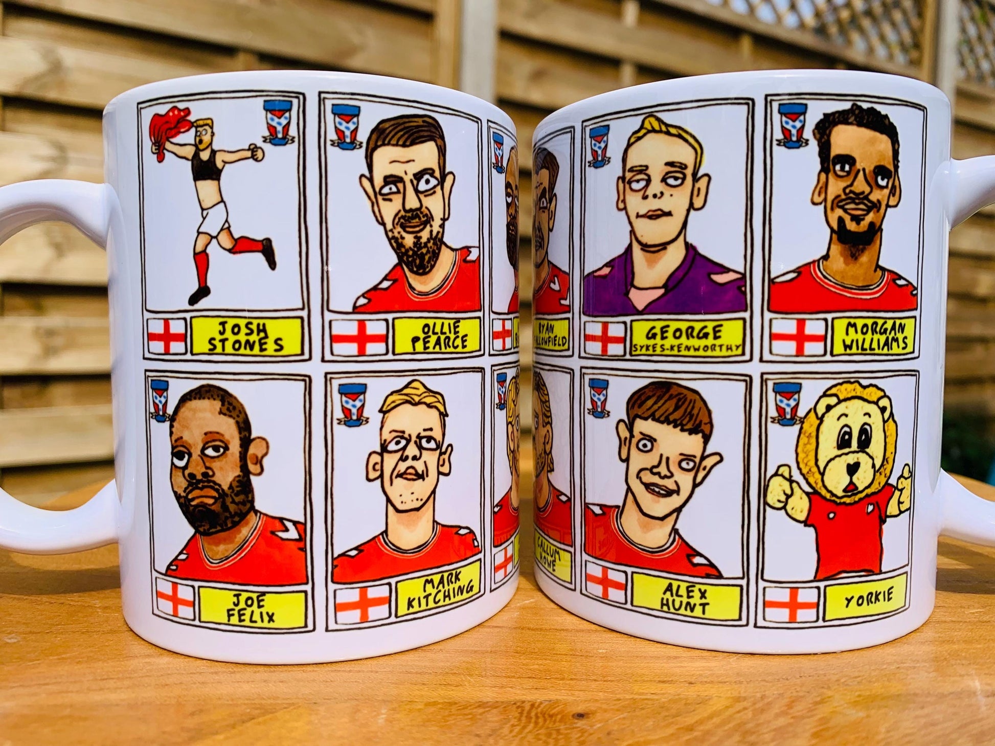 York City Vol 2 - No Score Draws Minstermen Going Up Mug Set - Set of TWO DIFFERENT 11oz Mugs with Wonky Panini-Doodles of YCFC's 25/26 Side