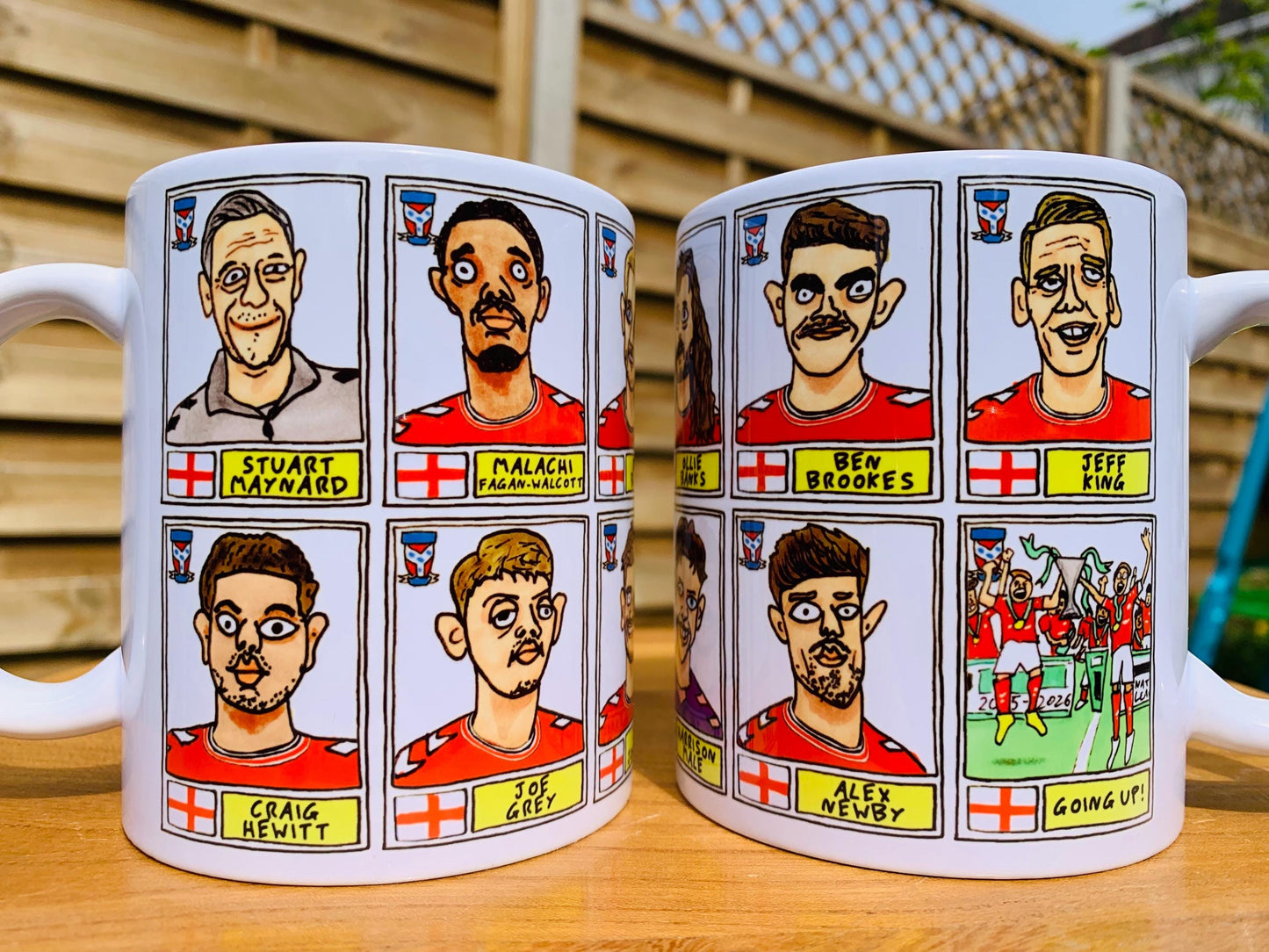 York City Vol 2 - No Score Draws Minstermen Going Up Mug Set - Set of TWO DIFFERENT 11oz Mugs with Wonky Panini-Doodles of YCFC's 25/26 Side