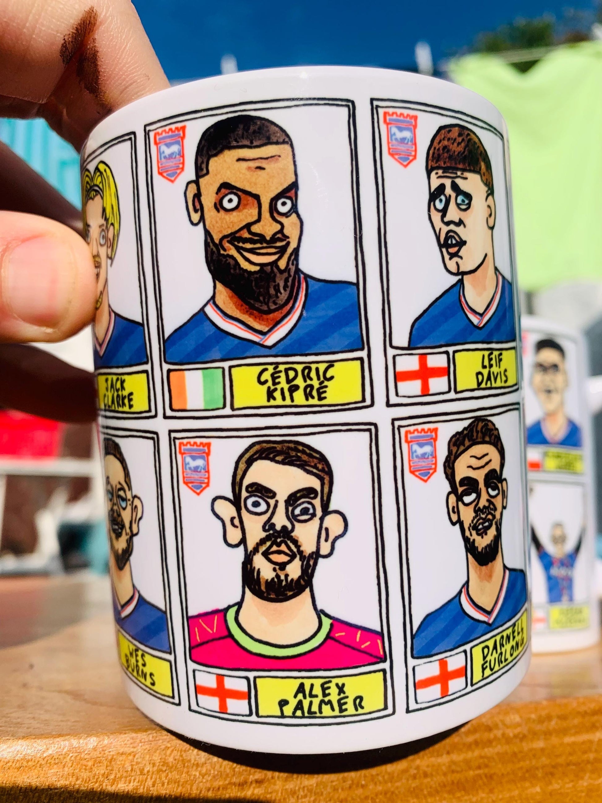 Ipswich Town Vol 4 - Town Going Up No Score Draws Mug Set - Set of TWO DIFFERENT 11oz Ceramic Mugs with Wonky ITFC 25/26 Promotion Doodles