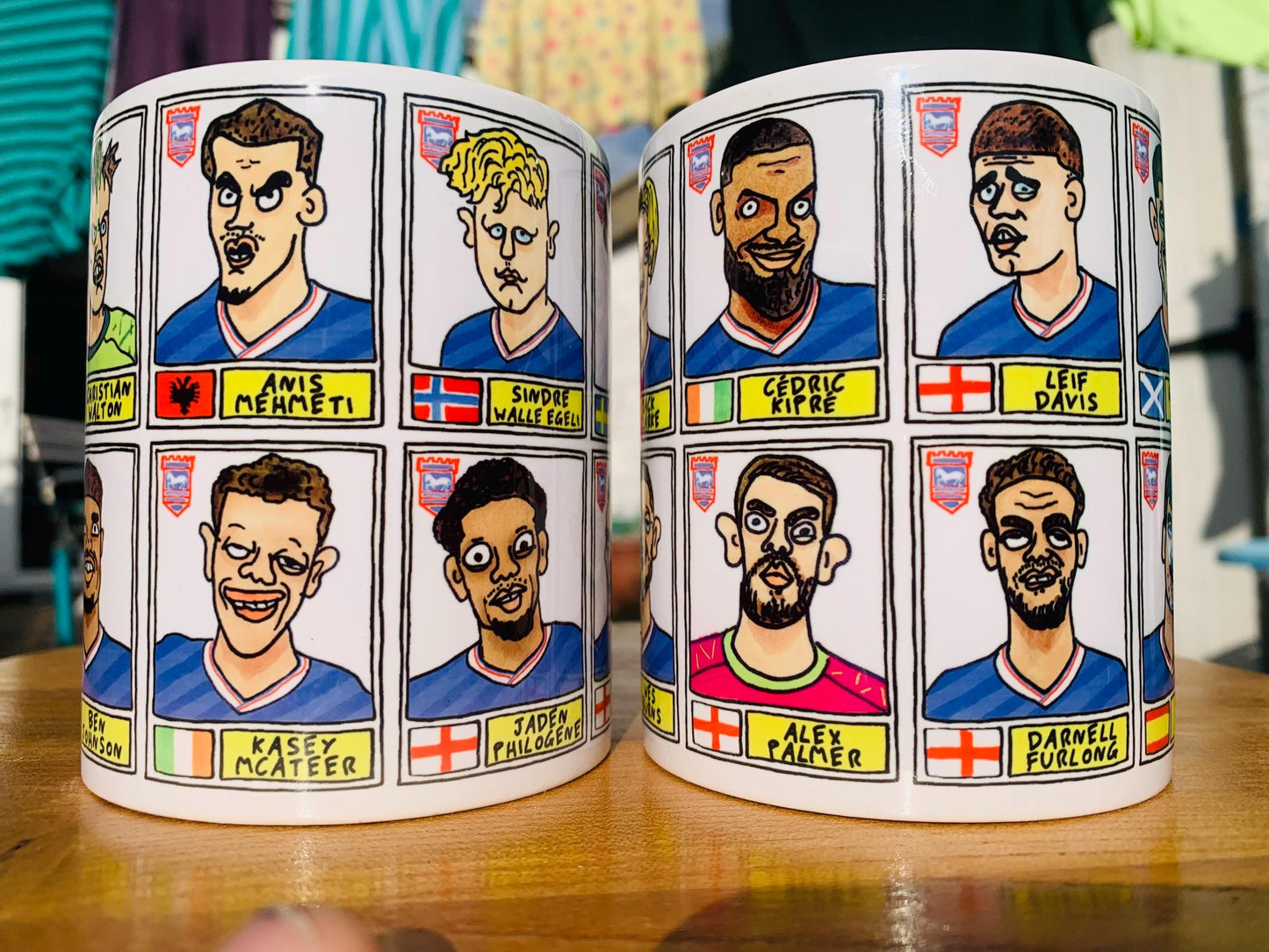 Ipswich Town Vol 4 - Town Going Up No Score Draws Mug Set - Set of TWO DIFFERENT 11oz Ceramic Mugs with Wonky ITFC 25/26 Promotion Doodles