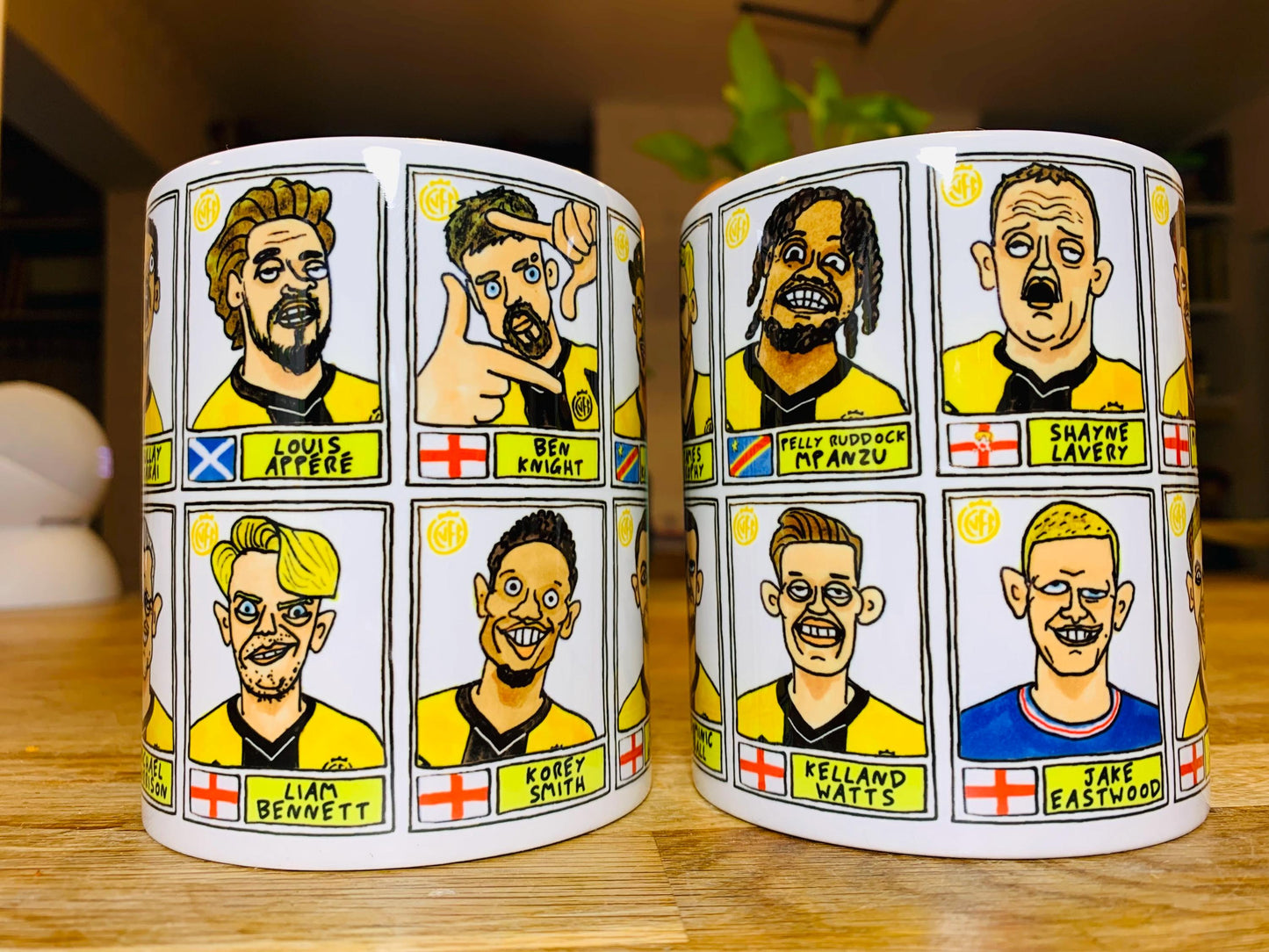 Cambridge Utd Vol 2 - U's Going Up No Score Draws Mug Set - Set of TWO DIFFERENT 11oz Ceramic Mugs with Wonky CUFC 25/26 Promotion Doodles