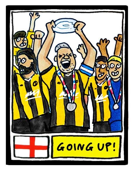 Cambridge Utd Vol 2 - No Score Draws U's Going Up Edition - A3 print of 24 Wonky Panini-Style Doodles Of CUFC's 25/26 Promotion-Winning Side