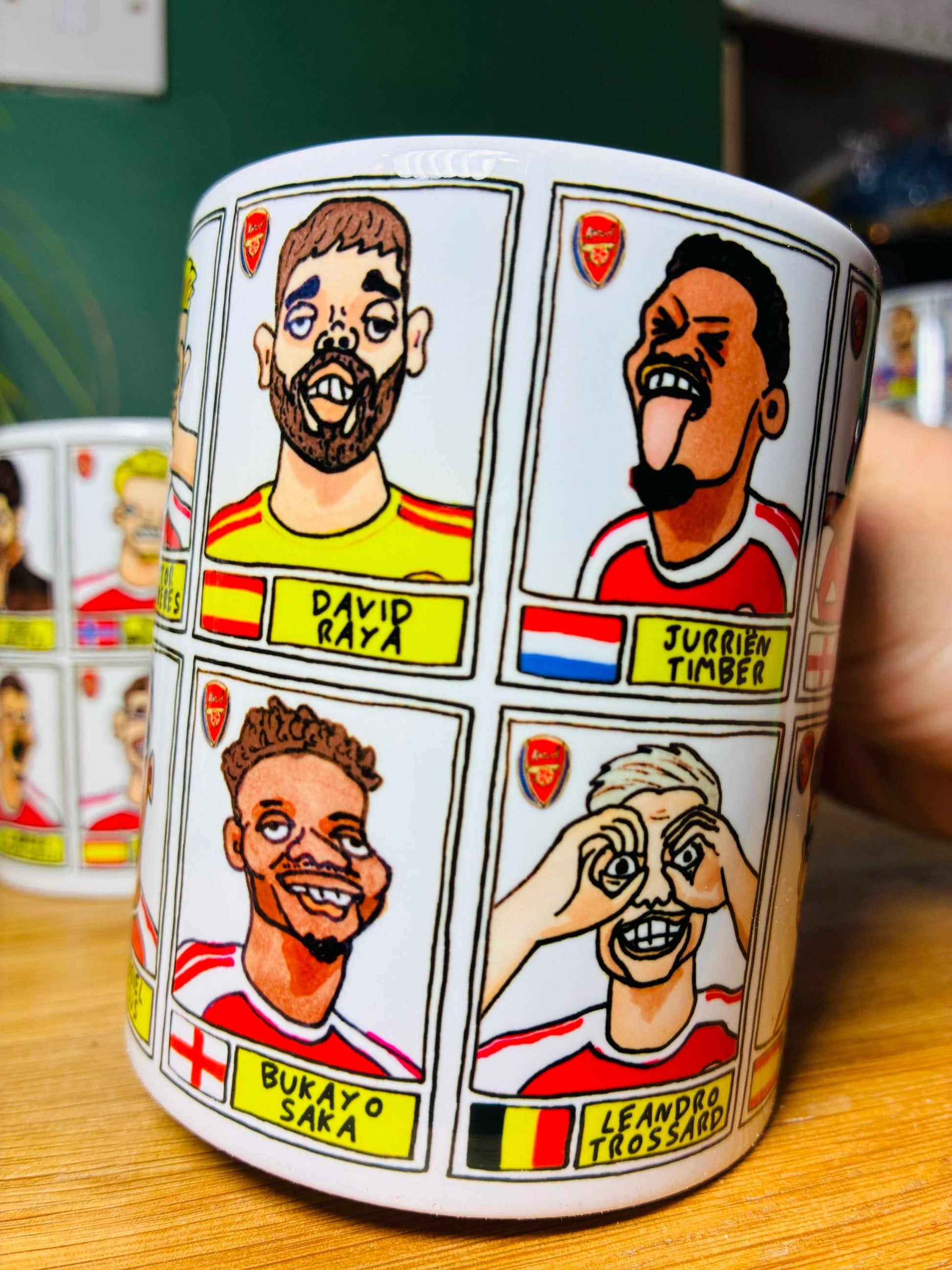 Arsenal Vol 5 Gunners 25/26 No Score Draws Mug Set - Set of TWO DIFFERENT 11oz Mugs with Wonky Panini-doodles of AFC's 25/26 Squad
