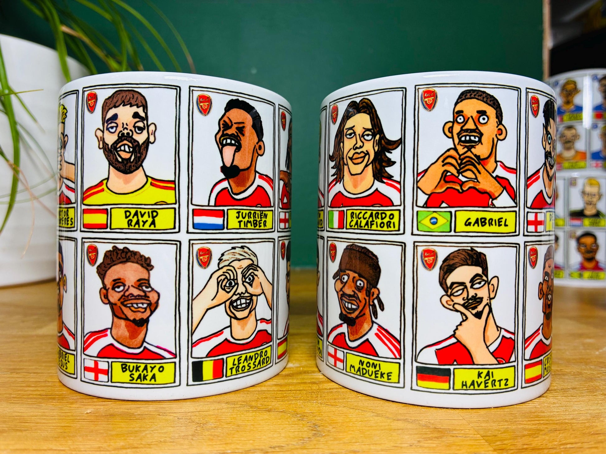 Arsenal Vol 5 Gunners 25/26 No Score Draws Mug Set - Set of TWO DIFFERENT 11oz Mugs with Wonky Panini-doodles of AFC's 25/26 Squad
