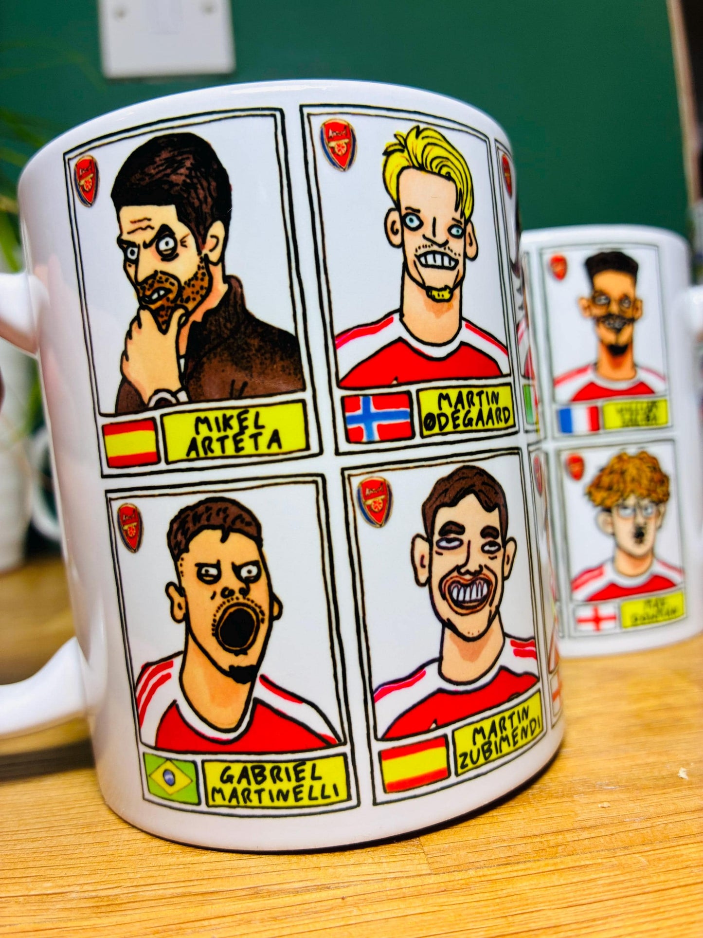 Arsenal Vol 5 Gunners 25/26 No Score Draws Mug Set - Set of TWO DIFFERENT 11oz Mugs with Wonky Panini-doodles of AFC's 25/26 Squad