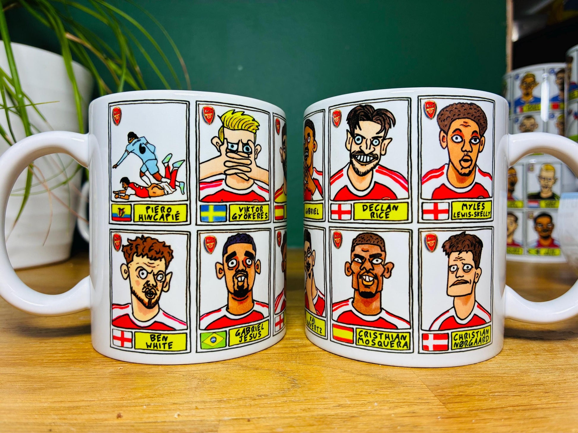 Arsenal Vol 5 Gunners 25/26 No Score Draws Mug Set - Set of TWO DIFFERENT 11oz Mugs with Wonky Panini-doodles of AFC's 25/26 Squad