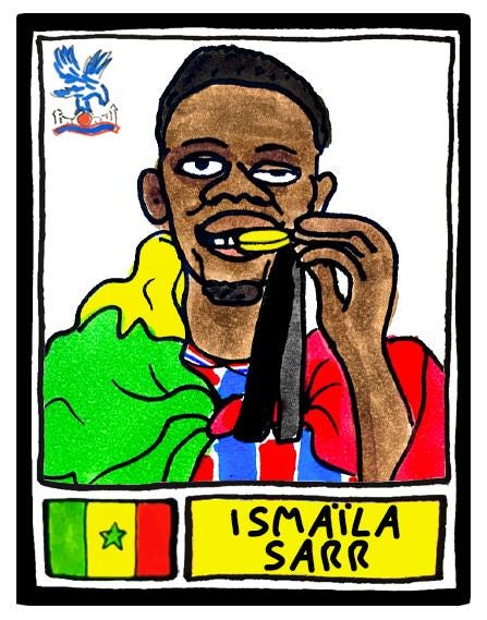 Crystal Palace Conference League CHAMPIONS - No Score Draws Leipzig '26 Edition - A3 print of 25 hand-drawn Panini-doodles of CPFC 25/26