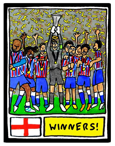 Crystal Palace Conference League CHAMPIONS - No Score Draws Leipzig '26 Edition - A3 print of 25 hand-drawn Panini-doodles of CPFC 25/26