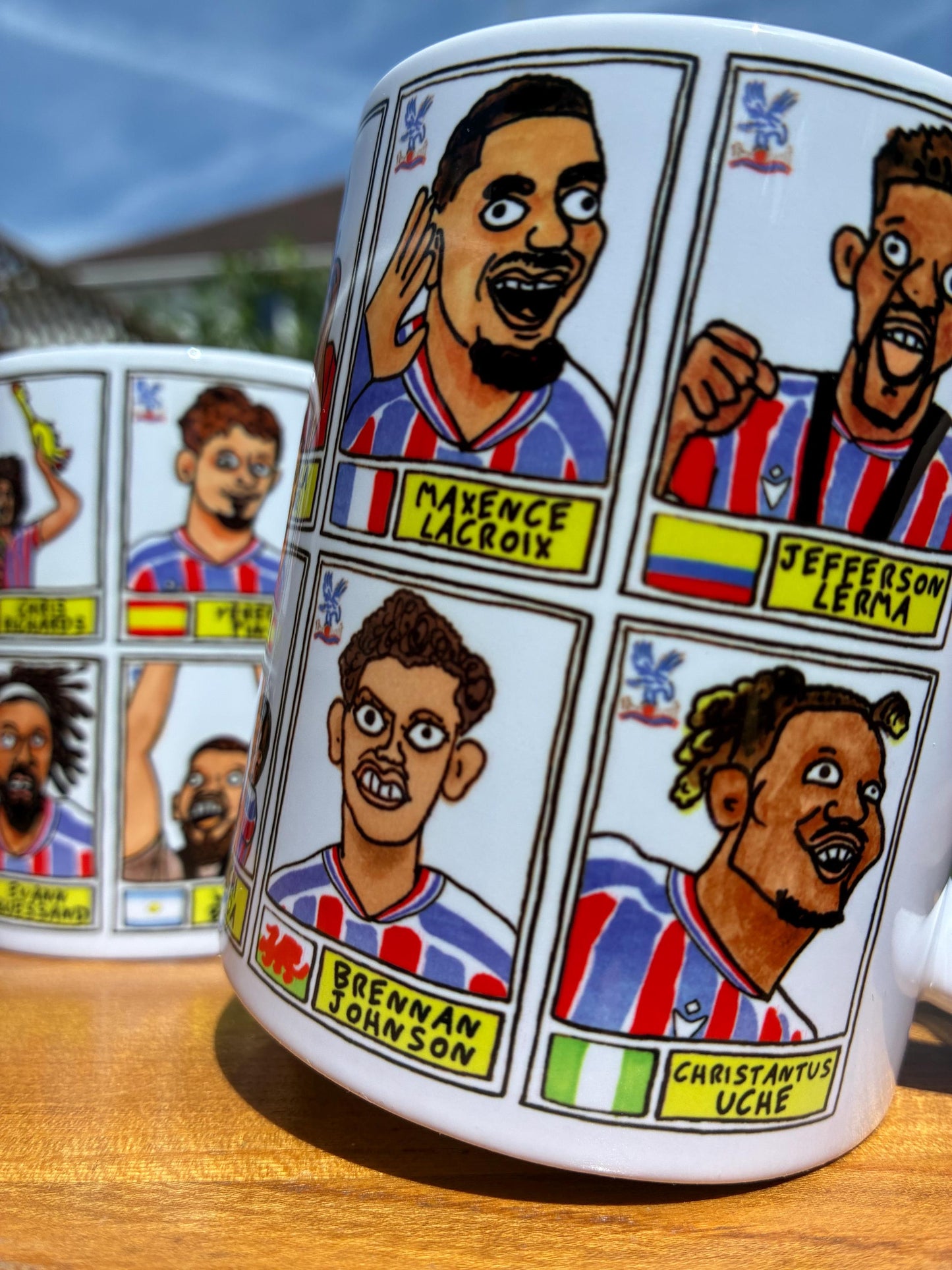 Crystal Palace Conference League CHAMPIONS No Score Draws Mug Set - Set of 2 DIFFERENT 11oz Mugs with 24 Panini-doodles of CPFCs 25/26 Squad