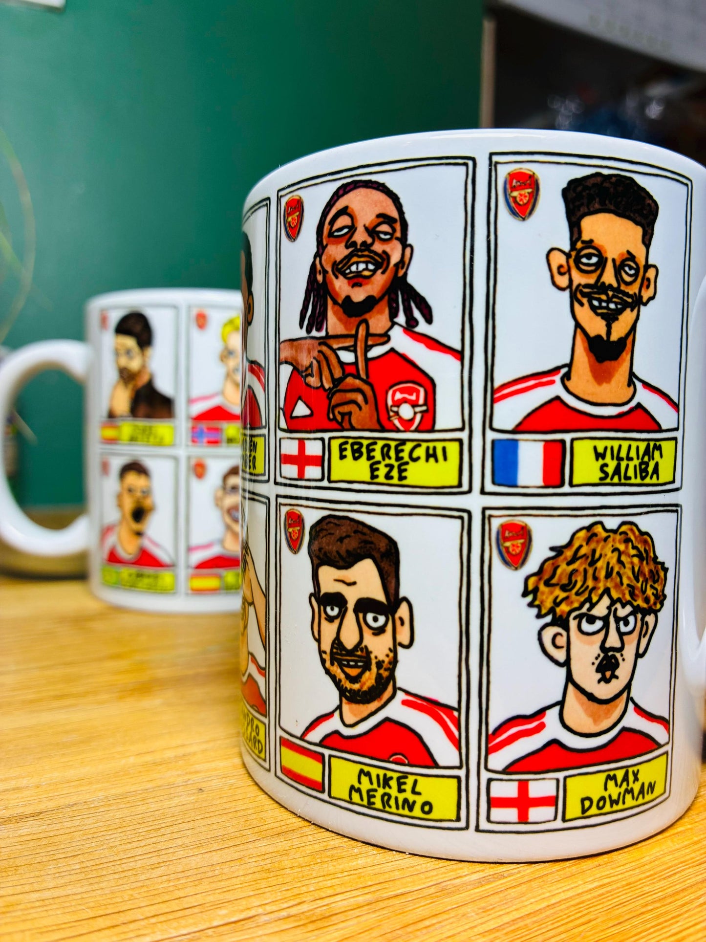 Arsenal Vol 5 Gunners 25/26 No Score Draws Mug Set - Set of TWO DIFFERENT 11oz Mugs with Wonky Panini-doodles of AFC's 25/26 Squad