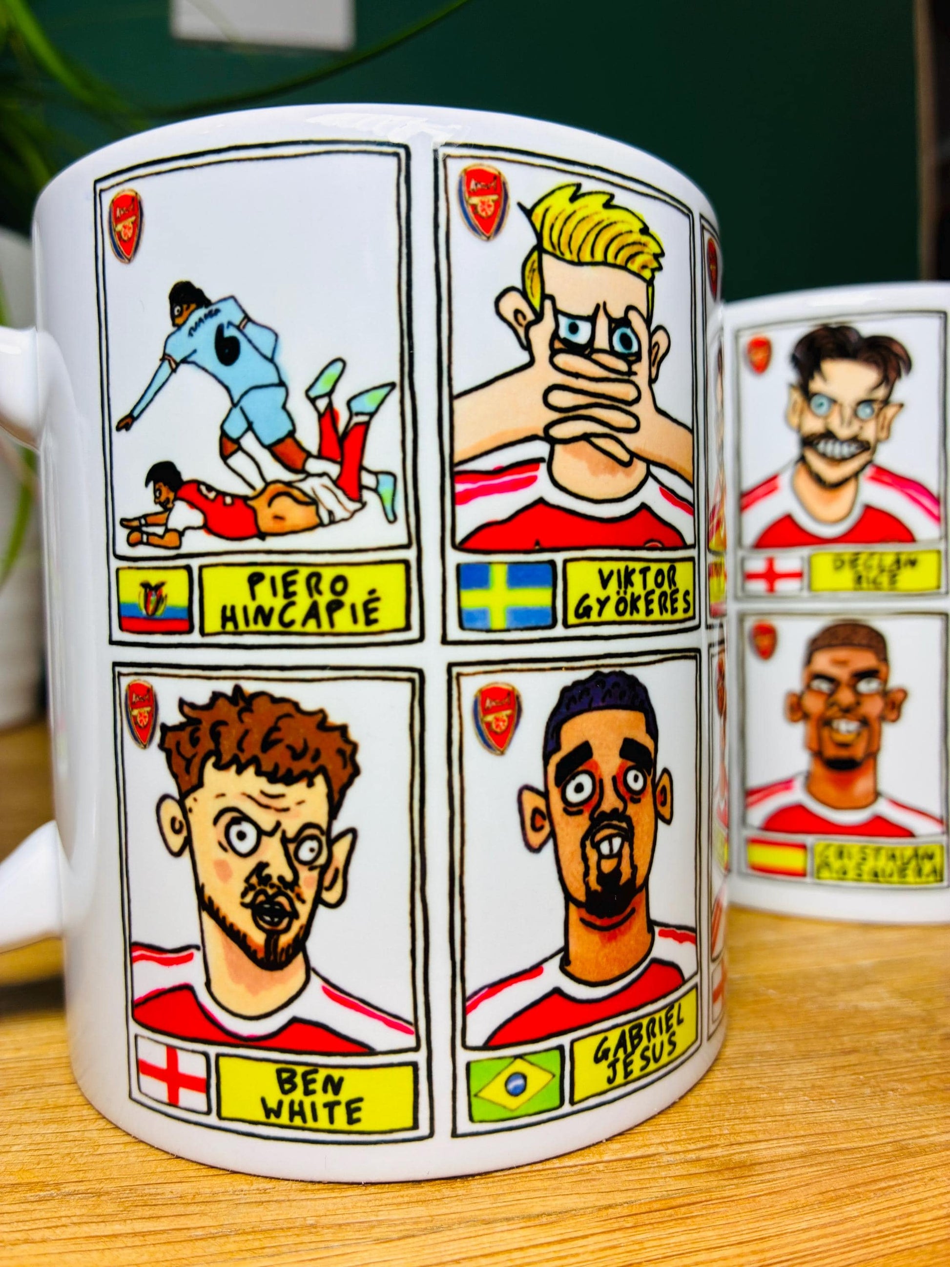Arsenal Vol 5 Gunners 25/26 No Score Draws Mug Set - Set of TWO DIFFERENT 11oz Mugs with Wonky Panini-doodles of AFC's 25/26 Squad