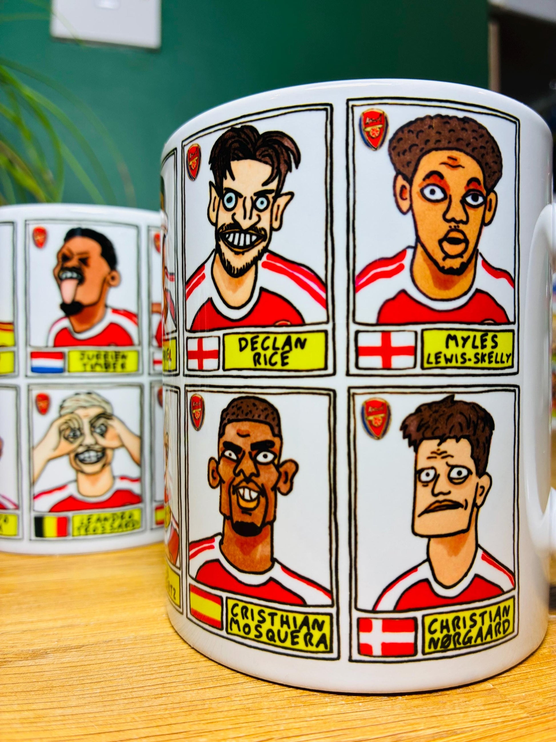 Arsenal Vol 5 Gunners 25/26 No Score Draws Mug Set - Set of TWO DIFFERENT 11oz Mugs with Wonky Panini-doodles of AFC's 25/26 Squad