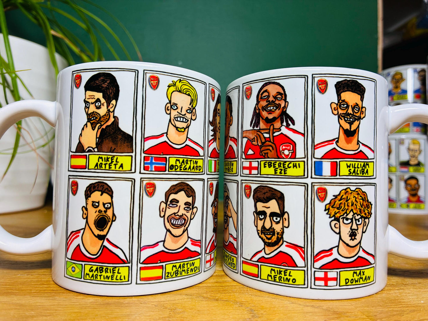 Arsenal Vol 5 Gunners 25/26 No Score Draws Mug Set - Set of TWO DIFFERENT 11oz Mugs with Wonky Panini-doodles of AFC's 25/26 Squad