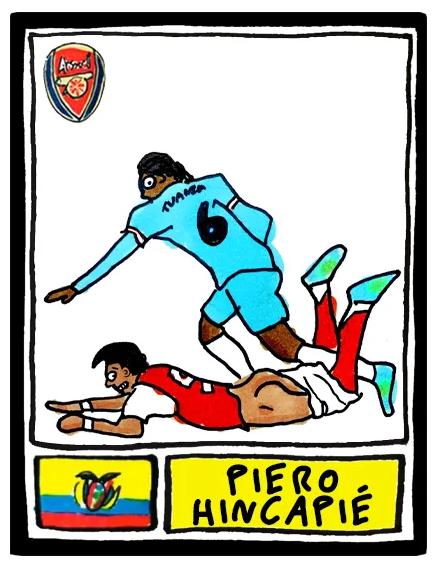 Arsenal Vol 5 - No Score Draws Gunners 25/26 Edition - A3 print of 26 hand-drawn Panini-style wonky doodles of Arteta's Arsenal 25/26 Team