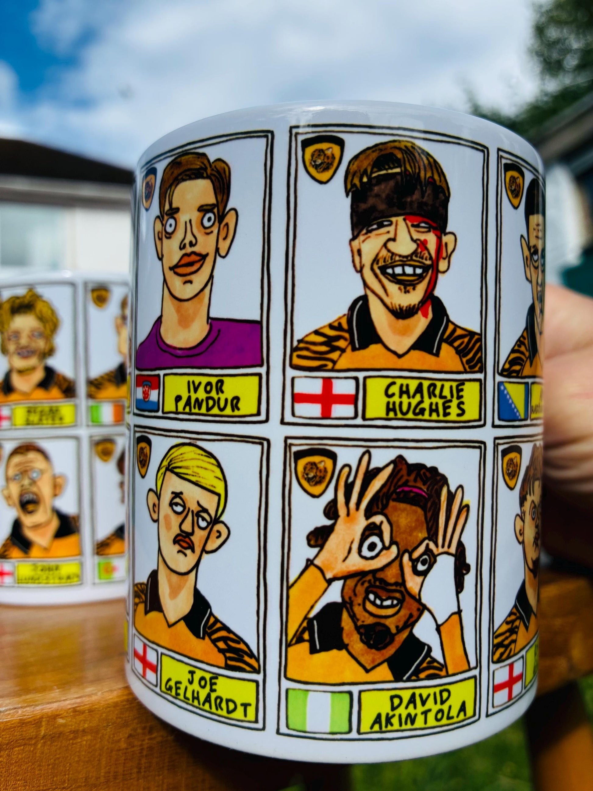 Hull City Vol 3 - 25/26 Tigers No Score Draws Mug Set - Set of 2 DIFFERENT 11oz Mugs with 24 Panini-doodles of HCAFCs Playoff Winning Squad