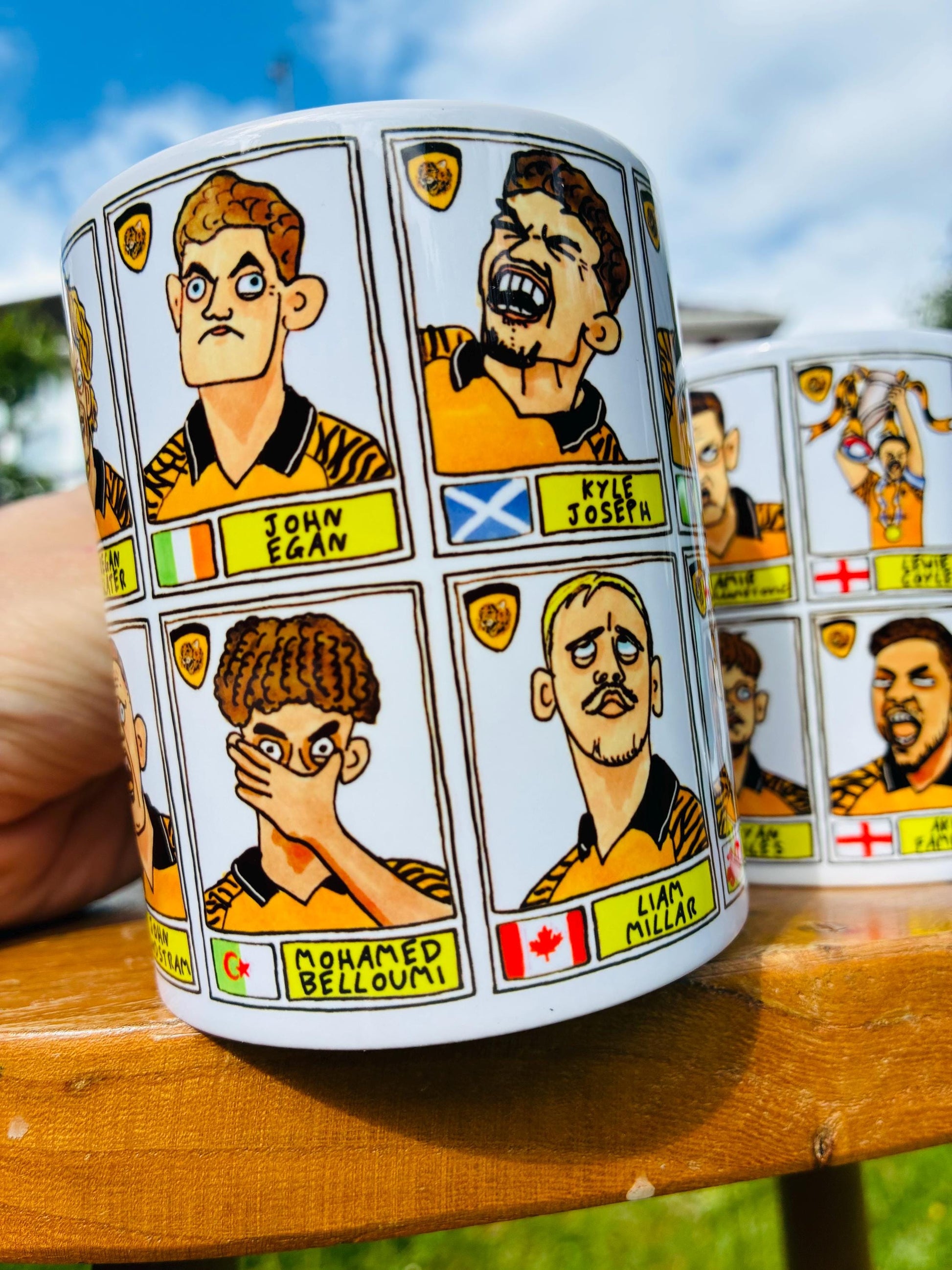 Hull City Vol 3 - 25/26 Tigers No Score Draws Mug Set - Set of 2 DIFFERENT 11oz Mugs with 24 Panini-doodles of HCAFCs Playoff Winning Squad