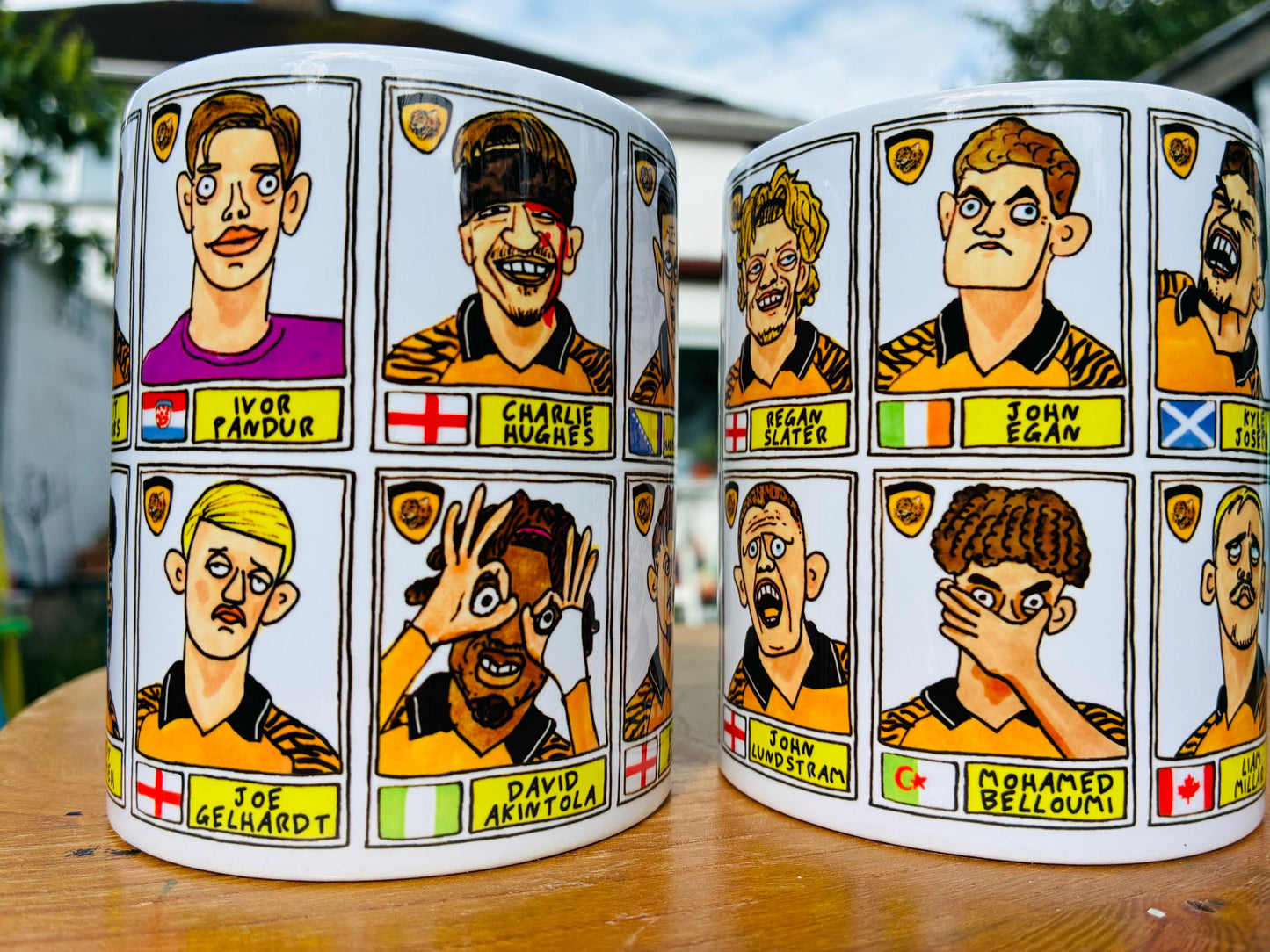 Hull City Vol 3 - 25/26 Tigers No Score Draws Mug Set - Set of 2 DIFFERENT 11oz Mugs with 24 Panini-doodles of HCAFCs Playoff Winning Squad