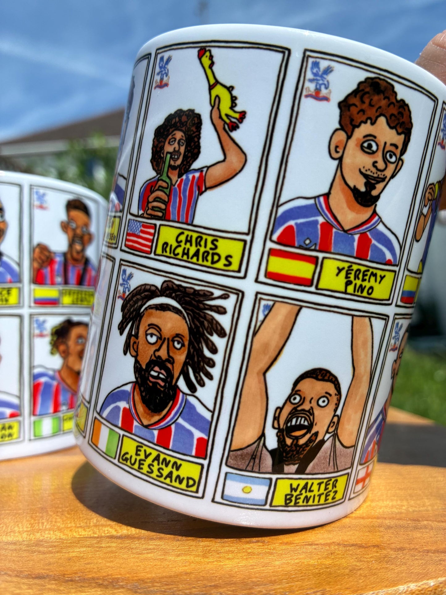 Crystal Palace Conference League CHAMPIONS No Score Draws Mug Set - Set of 2 DIFFERENT 11oz Mugs with 24 Panini-doodles of CPFCs 25/26 Squad