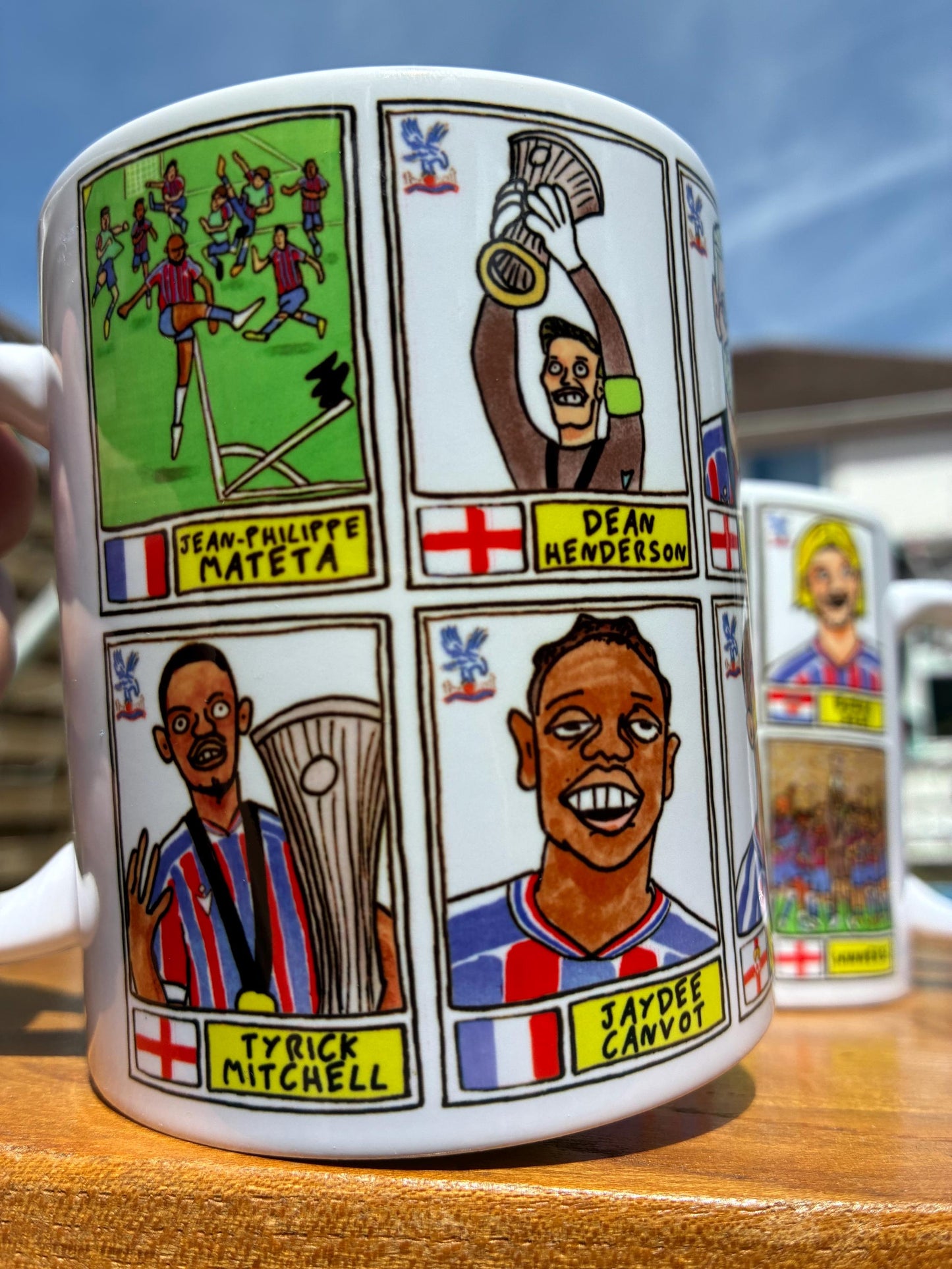 Crystal Palace Conference League CHAMPIONS No Score Draws Mug Set - Set of 2 DIFFERENT 11oz Mugs with 24 Panini-doodles of CPFCs 25/26 Squad