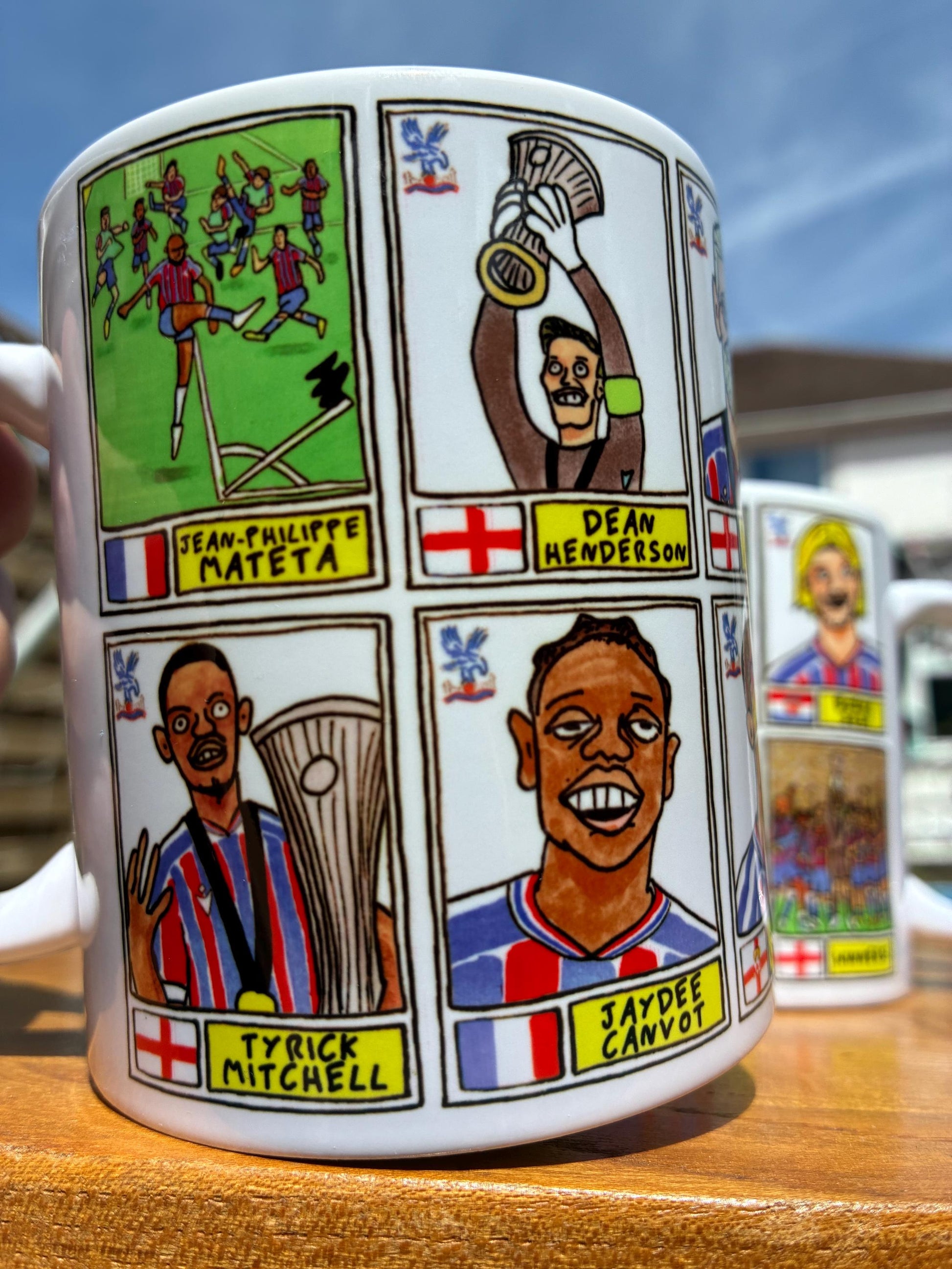 Crystal Palace Conference League CHAMPIONS No Score Draws Mug Set - Set of 2 DIFFERENT 11oz Mugs with 24 Panini-doodles of CPFCs 25/26 Squad