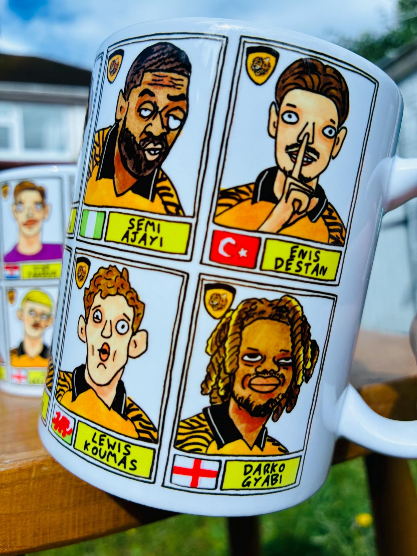Hull City Vol 3 - 25/26 Tigers No Score Draws Mug Set - Set of 2 DIFFERENT 11oz Mugs with 24 Panini-doodles of HCAFCs Playoff Winning Squad