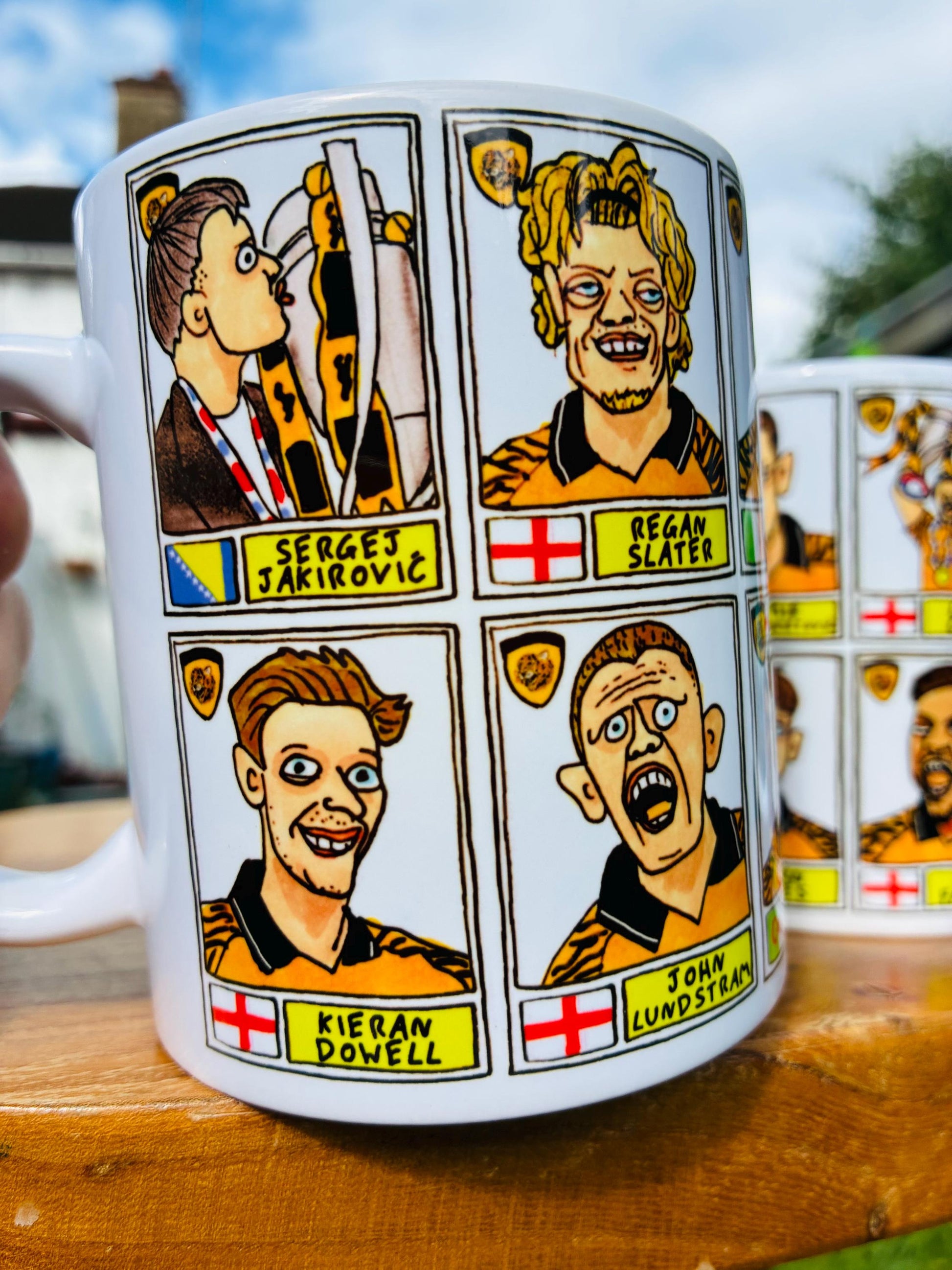 Hull City Vol 3 - 25/26 Tigers No Score Draws Mug Set - Set of 2 DIFFERENT 11oz Mugs with 24 Panini-doodles of HCAFCs Playoff Winning Squad