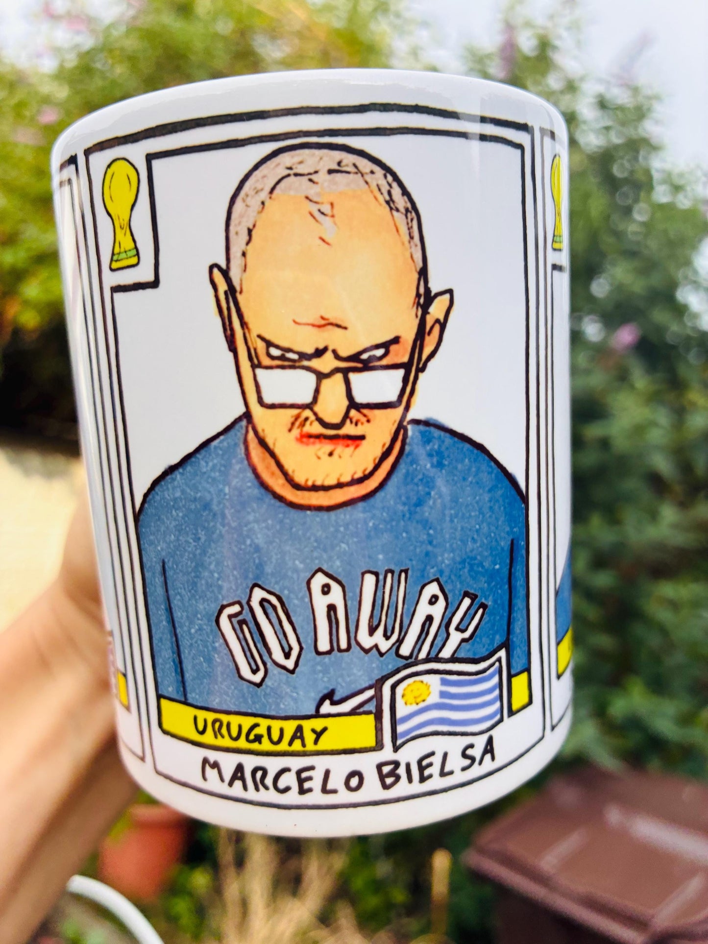 Bielsa 2026 Uruguay Triptych No Score Draws Mug - 11oz Ceramic El Loco Mug With 3 Wonky NSD World Cup 2026 Football Drawings