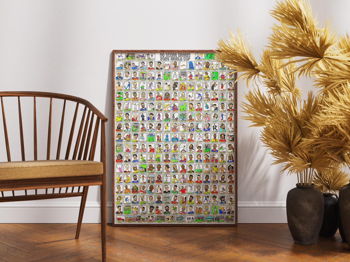 World Cup 2026 - No Score Draws A1 Poster - Extra Large Poster Featuring 245 Wonky Panini-Style WC2026 Doodles